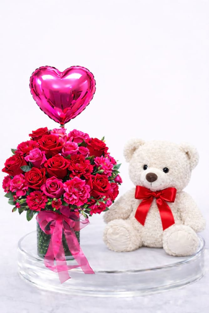 luxe love Bear and flowers 